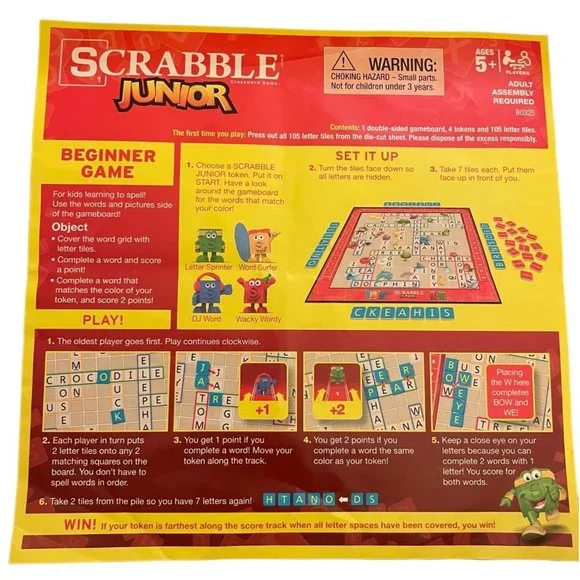Scrabble Junior Game 2014 Hasbro COMPLETE - Picture 9 of 10
